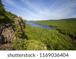 Lake Of The Clouds Overlook. Beautiful Lake of the Clouds is the centerpiece of the Porcupine Mountains State Park in Michigan. The Porcupine Mountains is the largest state park in Michigan.