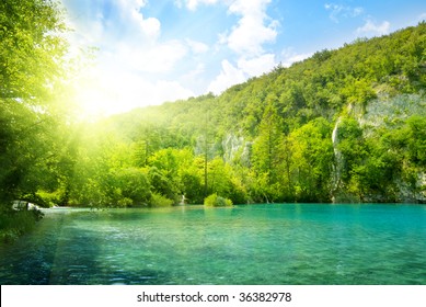 lake in deep mountain forest - Shutterstock ID 36382978