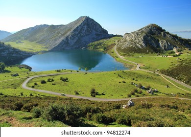 Lake Enol. Lagos De Covadonga, Asturias.