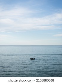 Lake Erie Blue Fishing Boat Sillhouette 