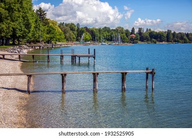Lago Lac Leman en Saint Prex, en el cantón de Vaud, Suiza.