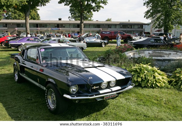 LAKE GEORGE, NY - SEPT 12: A 1967 Ford\
Mustang Shelby GT500 being shown off at the 21st Annual Adirondack\
Nationals on September 12, 2009 in Lake George,\
NY