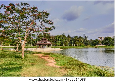 A lake with greenery surrounding in Kelaniya, Sri Lanka