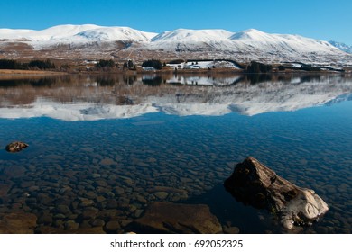 Lake Heron At Winter, Hakatere Conservation Park, Canterbury, New Zealand