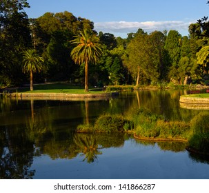 Lake Inside The Royal Botanical Gardens In Melbourne