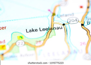 Lake Leelanau. Michigan. USA On A Map