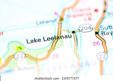 Lake Leelanau. Michigan. USA On A Map