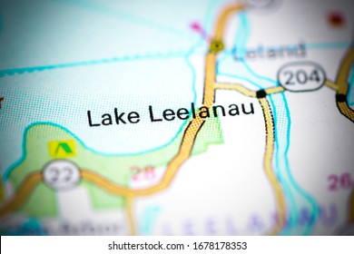 Lake Leelanau. Michigan. USA On A Map