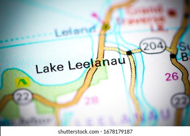 Lake Leelanau. Michigan. USA On A Map