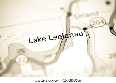 Lake Leelanau. Michigan. USA On A Map