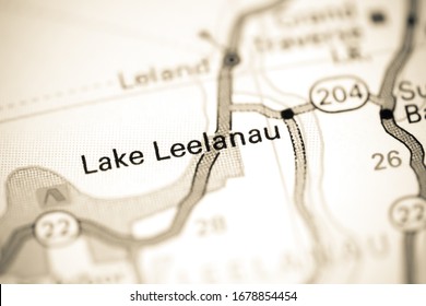 Lake Leelanau. Michigan. USA On A Map