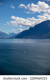 Lake Leman, Swiss Lake, Clouds Over Mountains