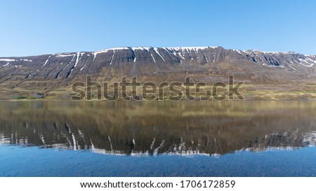 Lake Ljosavatn, also called mirror lake in North Iceland near Akureyri on a summer day.