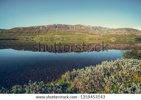 Lake Ljosavatn in North Iceland near Akureyri in summer day.