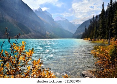 Lake Louise, Banff National Park, Canada With Autumn Colors