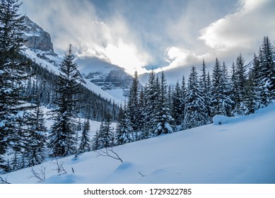 Lake Louise In Banff Park In Winter Time, Alberta, Canada