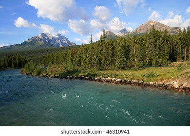 Lake Louise Campground In Banff National Park, Alberta, Canada.