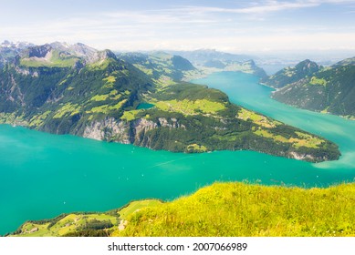 Lake Lucerne and the Swiss alps. Mountain view from Fronalpstock.