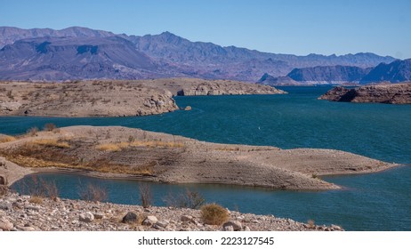 Lake Mead National Recreation Area - Low Water Level On Colorado River Reservoir Shoreline - Drought, Water Rights