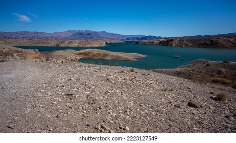 Lake Mead National Recreation Area - Low Water Level On Colorado River Reservoir Shoreline - Drought, Water Rights