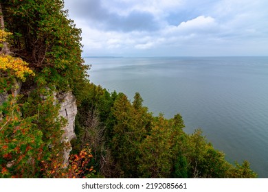 The Lake Michigan from a beach in Door County in Wisconsin, the USA in the autumn