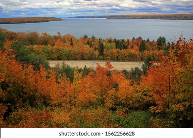 Lake Michigan Overlook With Fall Colors.