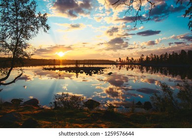 Lake In Midnight Sun