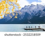 Lake minnewanka in Canadian rocky moutain in autumn season in Banff natural park in Canada