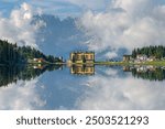 Lake Misurina is the largest natural lake of the Cadore, Dolomites Italy