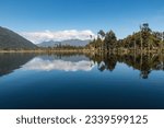 Lake Moana (Brunner) with the Hohonu mountain range in distance on West Coast, South Island, New Zealand