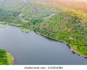 Lake and mountain top view from drone - Shutterstock ID 1152416384