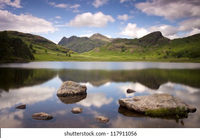 lake and mountains at blea tarn in the lake district