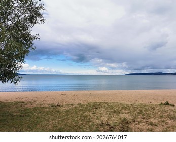 Lake Vättern In Jönköping On A Cloudy Day