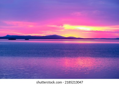 Lake on a Cola peninsula at sunset - Shutterstock ID 2185213047