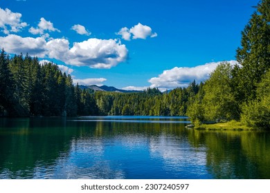 A lake in the Pacific Northwest Forest - Shutterstock ID 2307240597