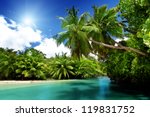 lake and palms, Mahe island, Seychelles