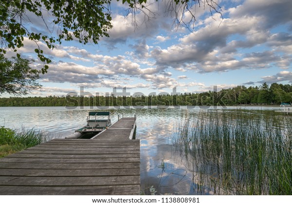 Lake Pier On Europe Lake Sunset Royalty Free Stock Image