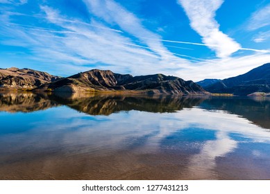 Lake Piru Is A Reservoir Located In Los Padres National Forest And Topatopa Mountains Of Ventura County, California, Created In 1955 Of Santa Felicia Dam On Piru Creek