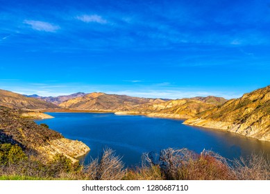 Lake Piru Is A Reservoir Located In Los Padres National Forest And Topatopa Mountains Of Ventura County, California, Created In 1955 Of Santa Felicia Dam On Piru Creek