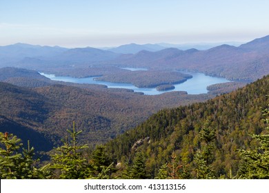 Lake Placid view from top of Whiteface Mountain, New Tork, USA