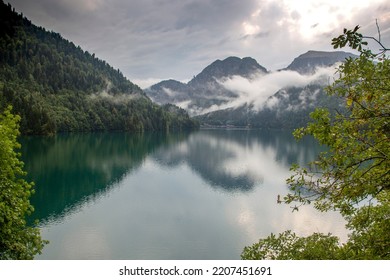 Lake Ritsa In Caucasus Mountains