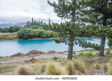 Lake And River View In New Zealand