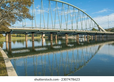 Lake Robbins Drive bridge in in Woodlands Town Center located in Montgomery County, Texas, USA