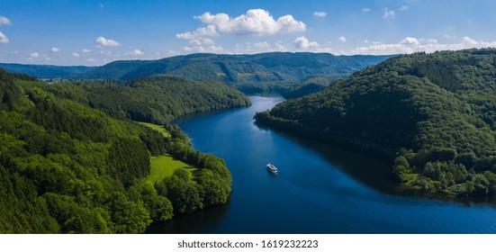 Lake Rursee, Eifel Germany, Drone Shot