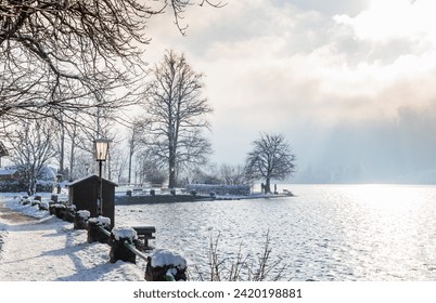 Lake Schliersee in the Bavarian Alps in Germany, copy space - Powered by Shutterstock