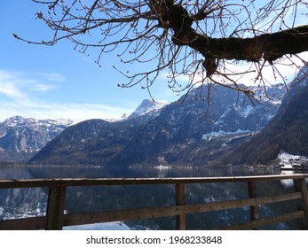 The Lake Hallstätter See, Mountains And Blue Sky