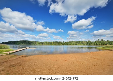 Lake shore and a beautiful cloudscape. Latvia