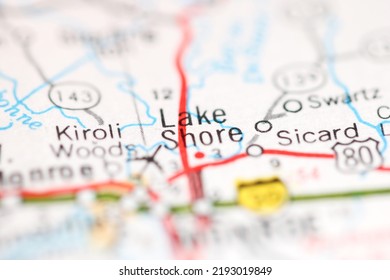 Lake Shore. Louisiana. USA On A Geography Map