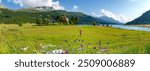 Lake Silvaplana at the Upper-Engadine valley of Grisons, Switzerland