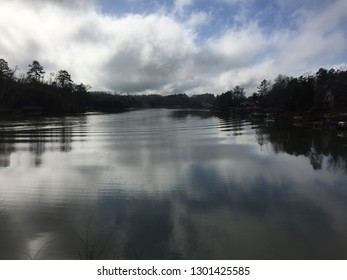 Lake With Sky Clearing After Storm 